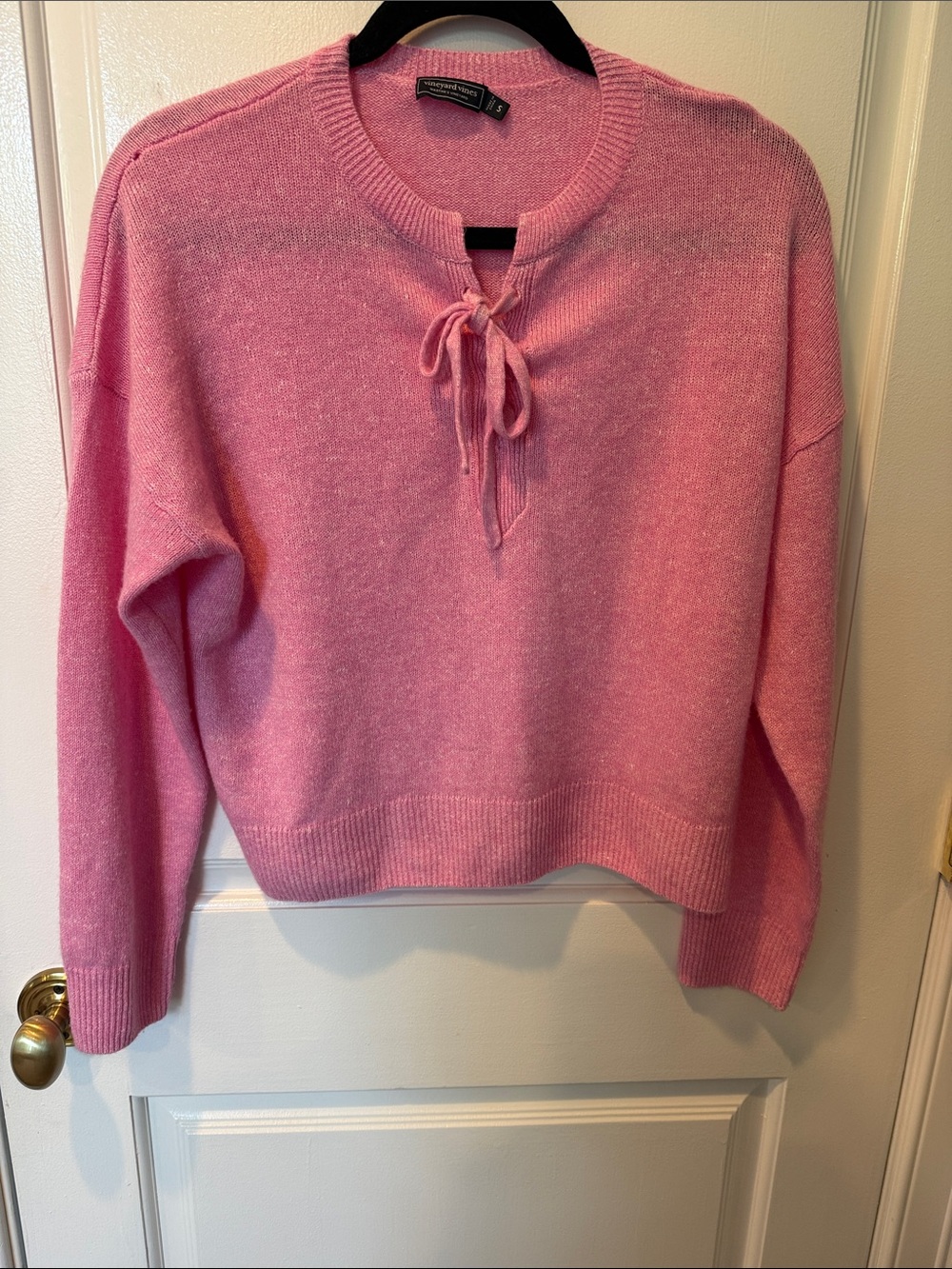 Vineyard Vines Pink Tie-Neck Crew Sweater